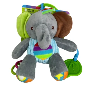 Sonajero peluche musical con llama dientes - Elefante Gris